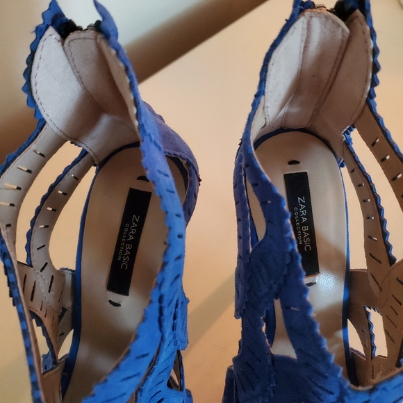 Zara blue microsuede cutout heels - Picture 9 of 13
